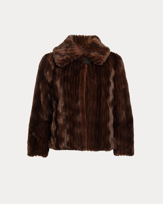 Babe Jacket Faux Mink - Brown/Multi