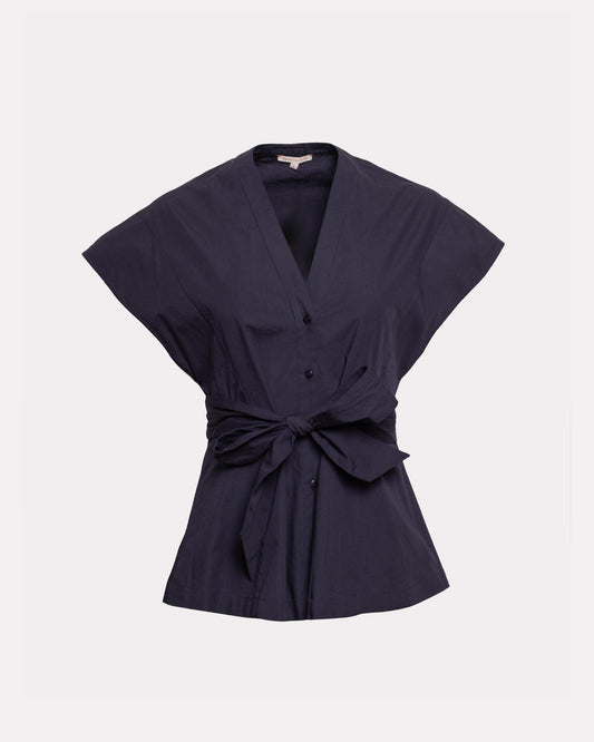 Eve Top Solid Poplin - Navy