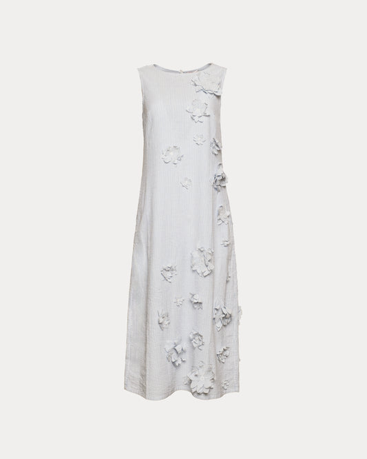 Origami Dress Seersucker - Blue/White
