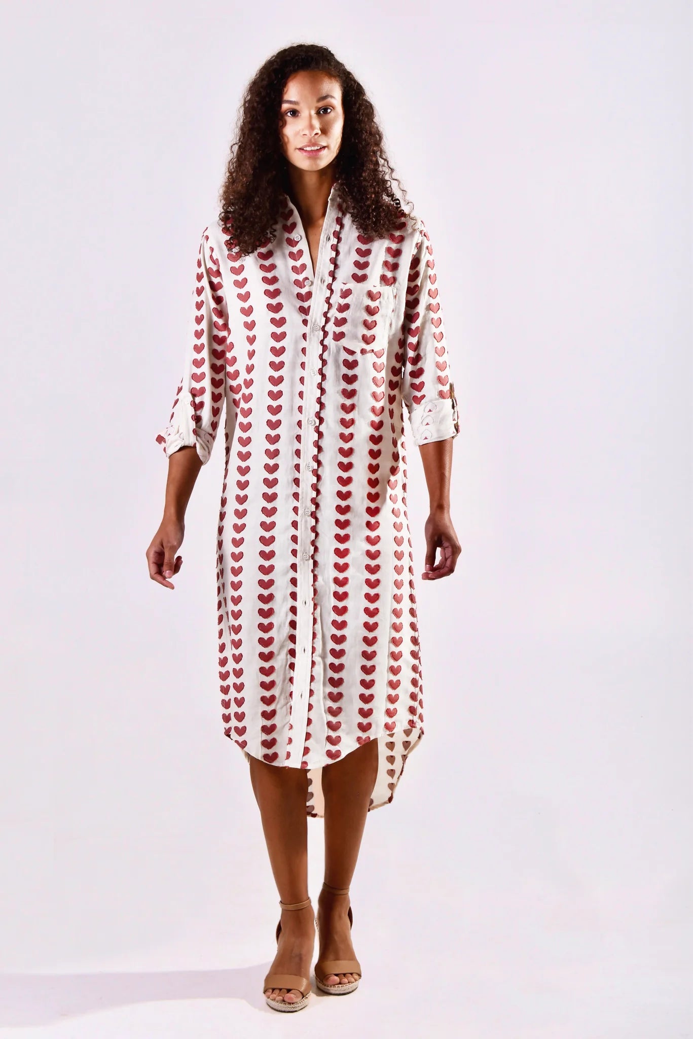 Girlfriend Midi Dress - Red Hearts