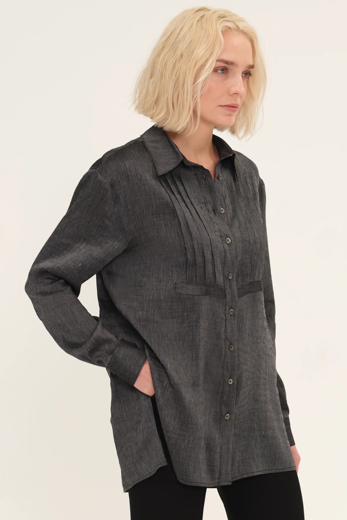 Drea Tunic - Charcoal Stripes