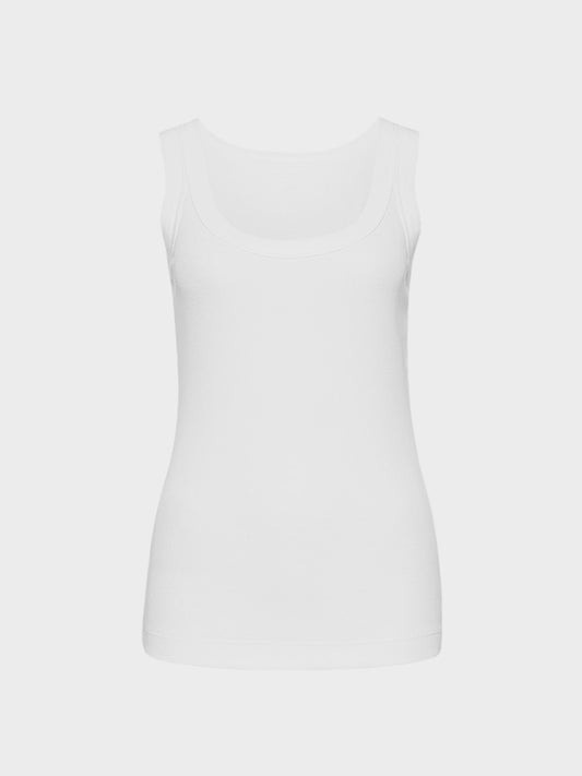 Fine-ribbed tank top - White