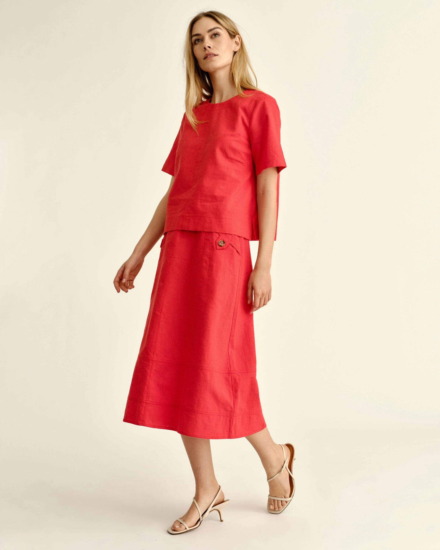 Alice Button Skirt - Poppy