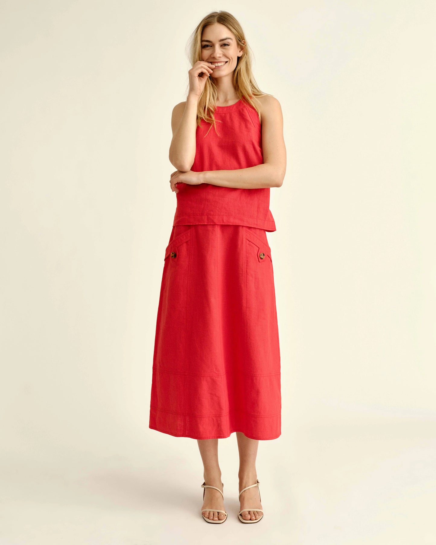 Alice Button Skirt - Poppy