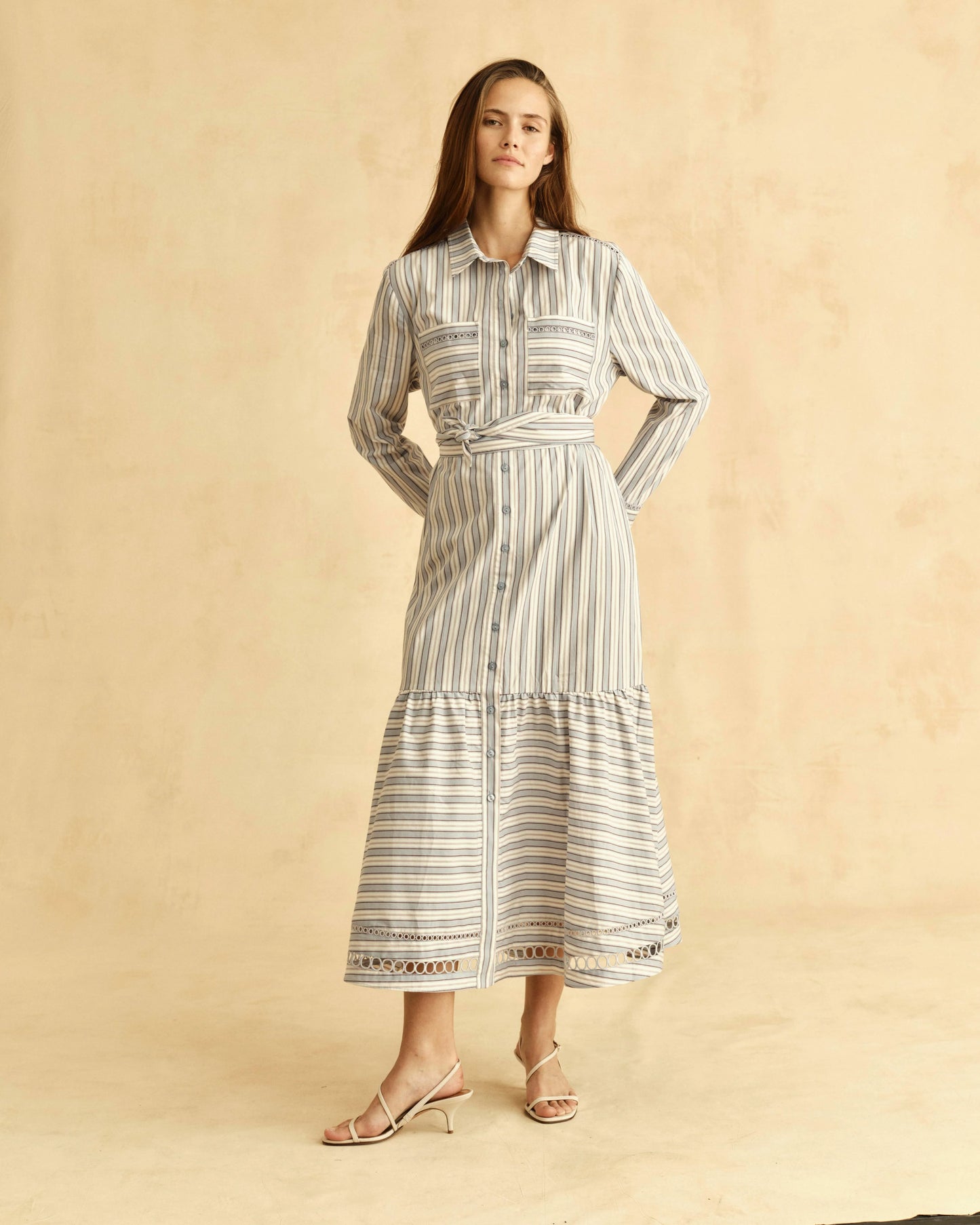 Celia Dress Cartolina Stripe - Pale Blue