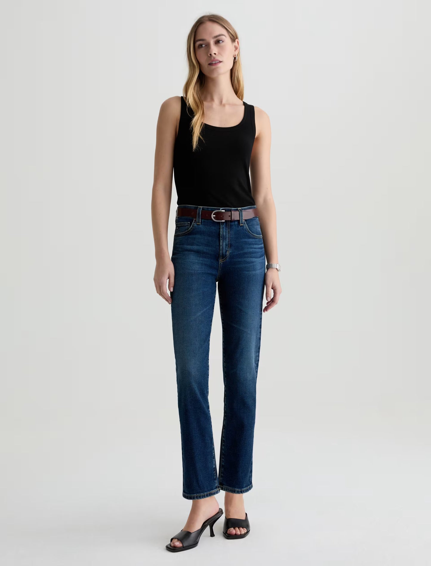 Mari Mid-Rise Slim Straight Crop - Havana