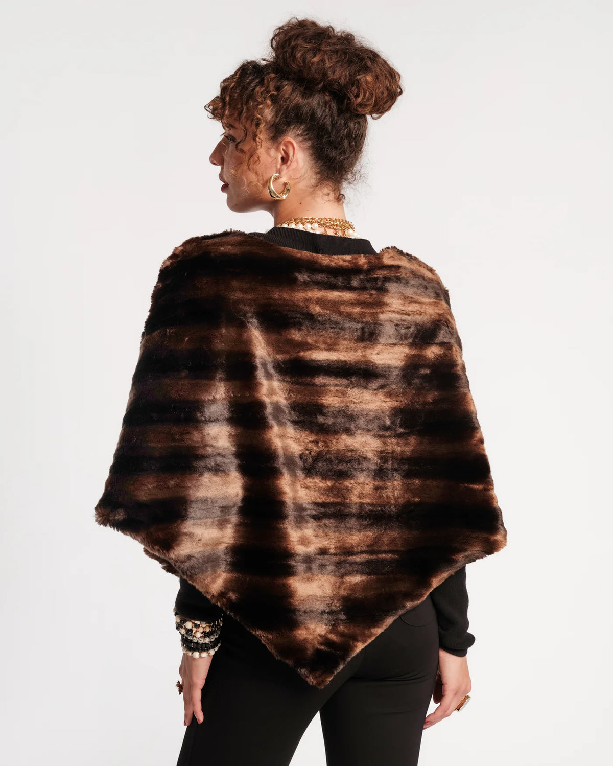 The Envoy Faux Fur Poncho - Brown