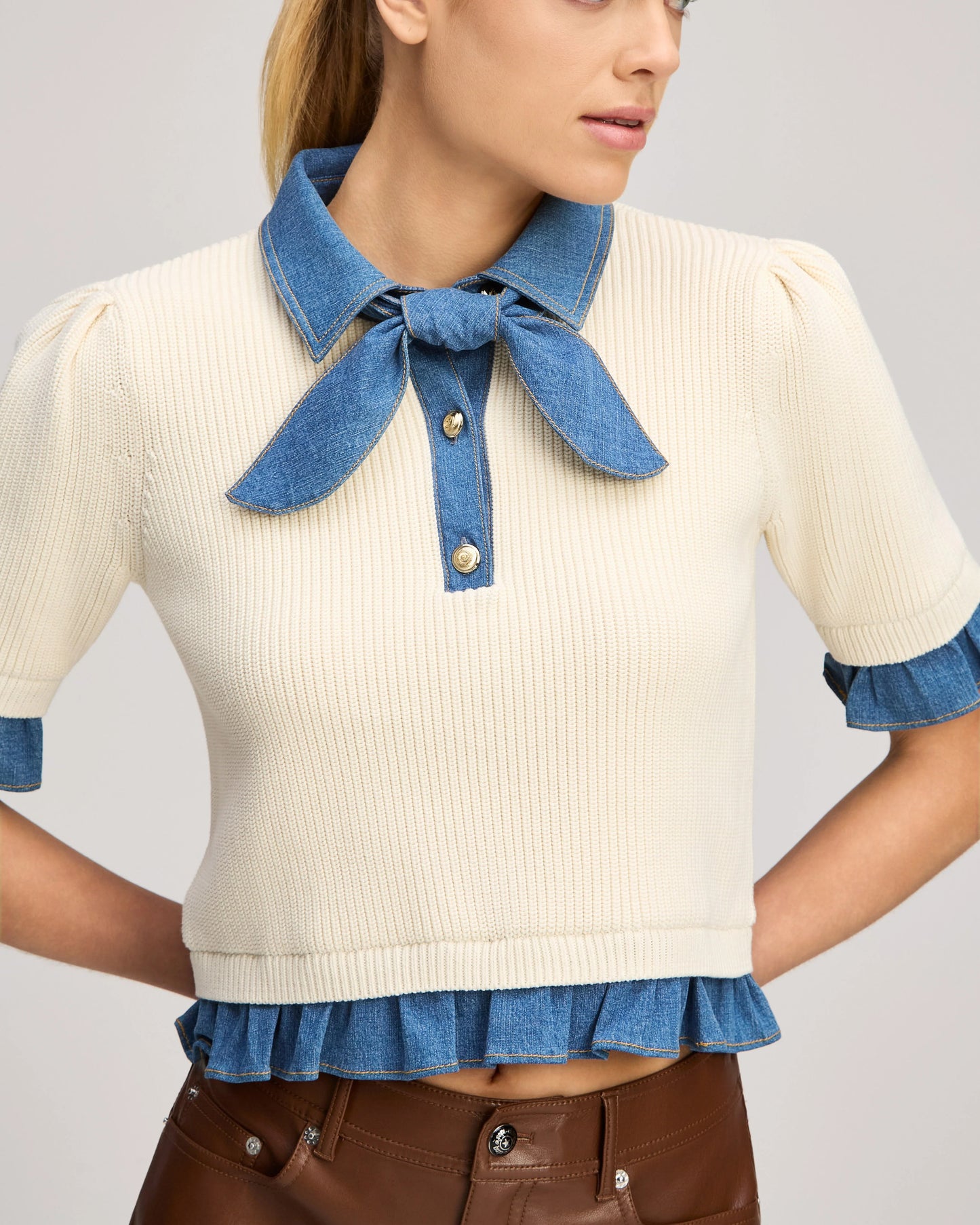Shelly Pullover - Ivory Light Wash