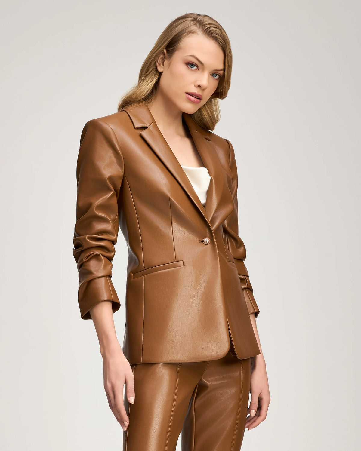 Vegan Leather Kylie Jacket - Chocolate Milk