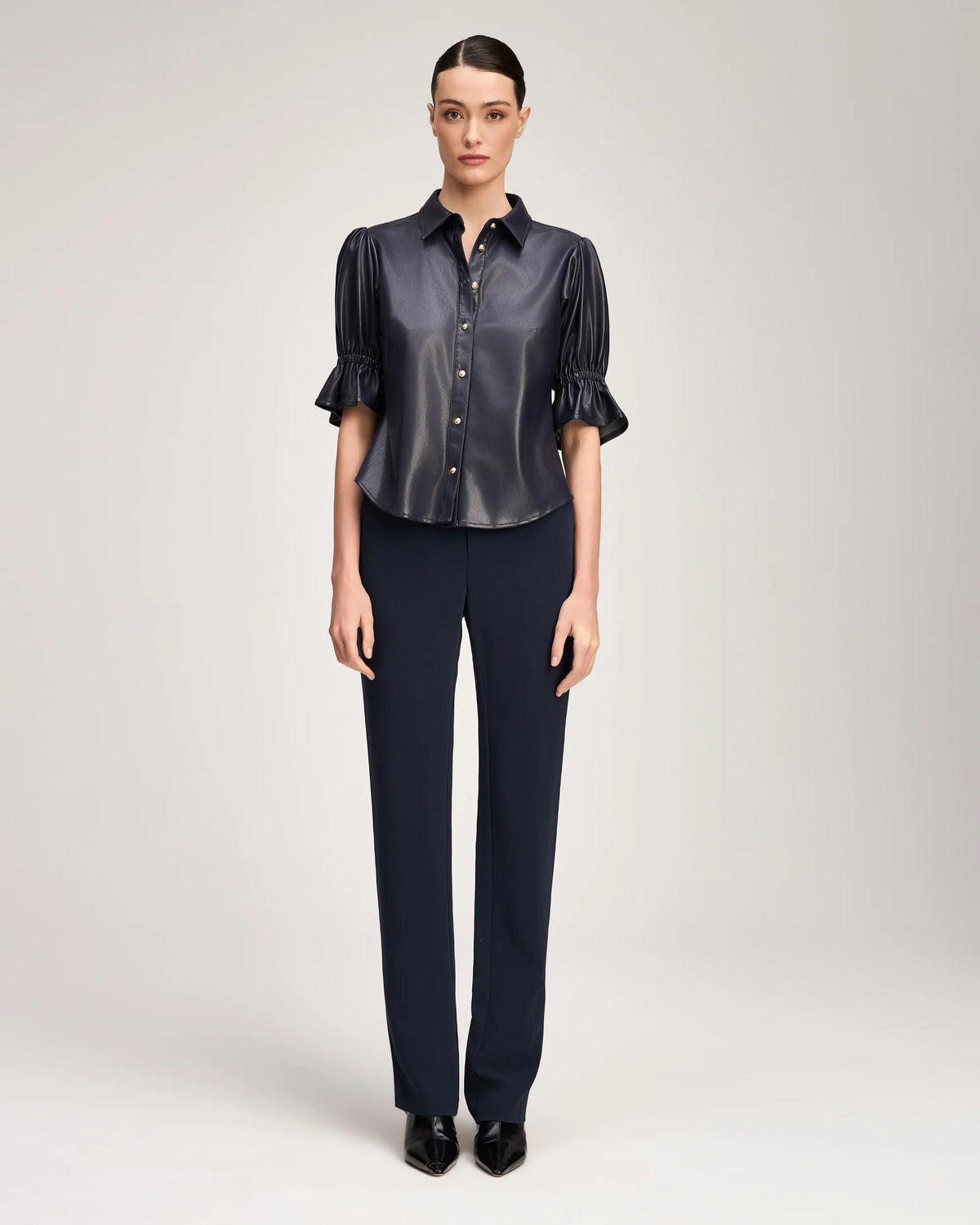 Lite Vegan Leather Fiona Top - Navy