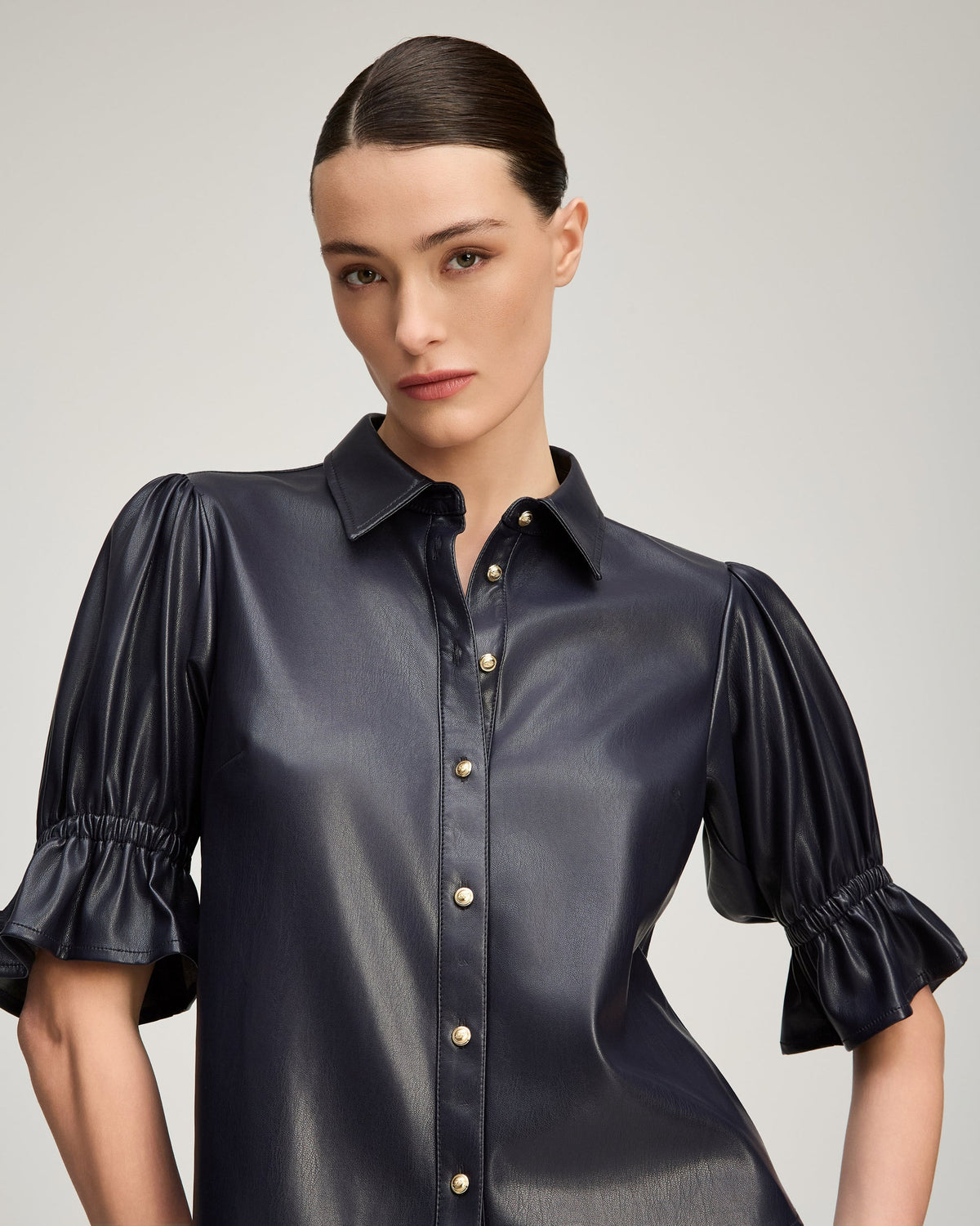 Lite Vegan Leather Fiona Top - Navy