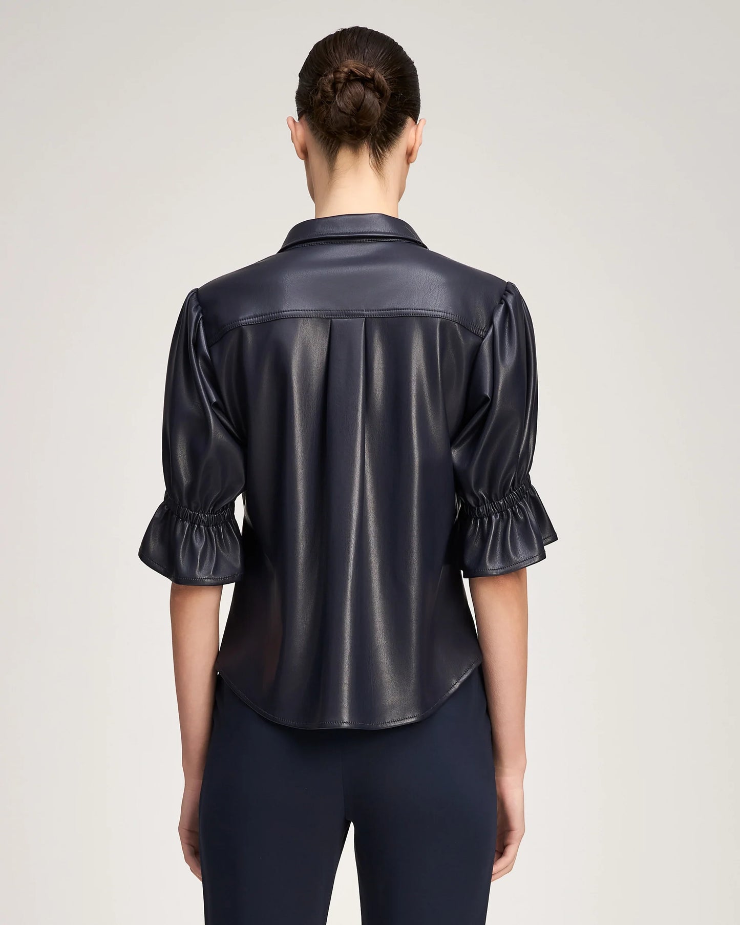 Lite Vegan Leather Fiona Top - Navy
