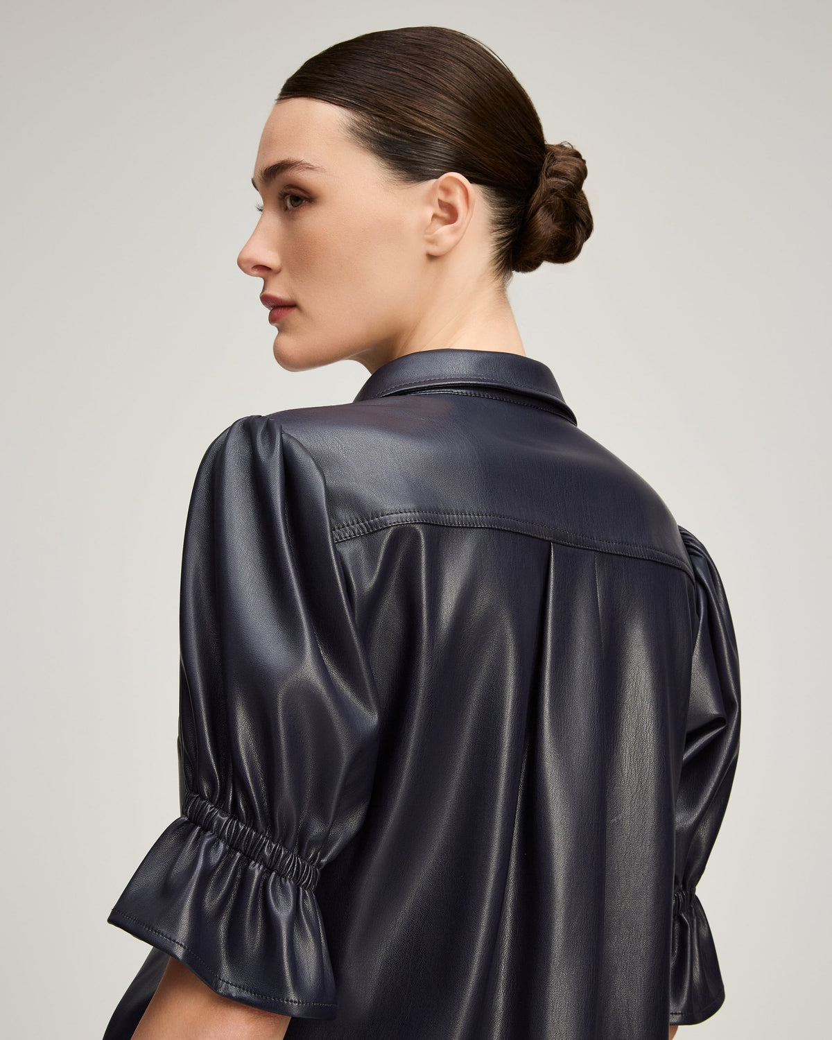 Lite Vegan Leather Fiona Top - Navy