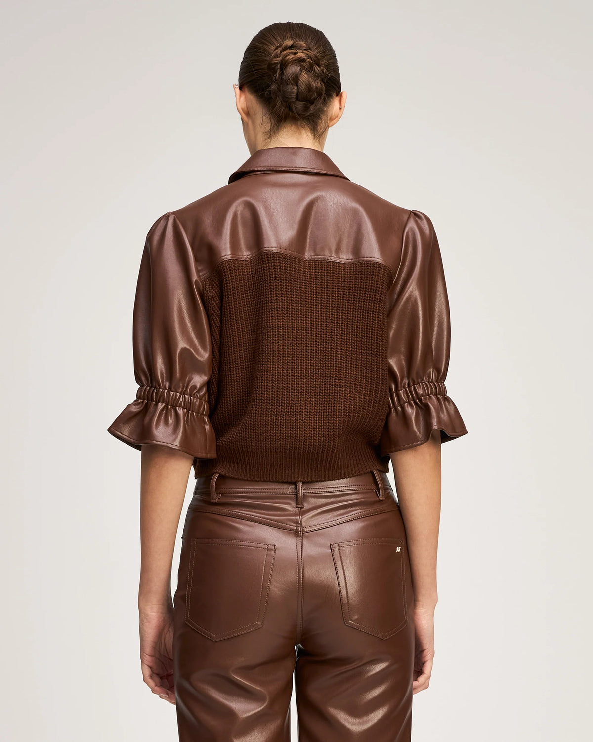 Knit Holly Combo Jacket - Espresso