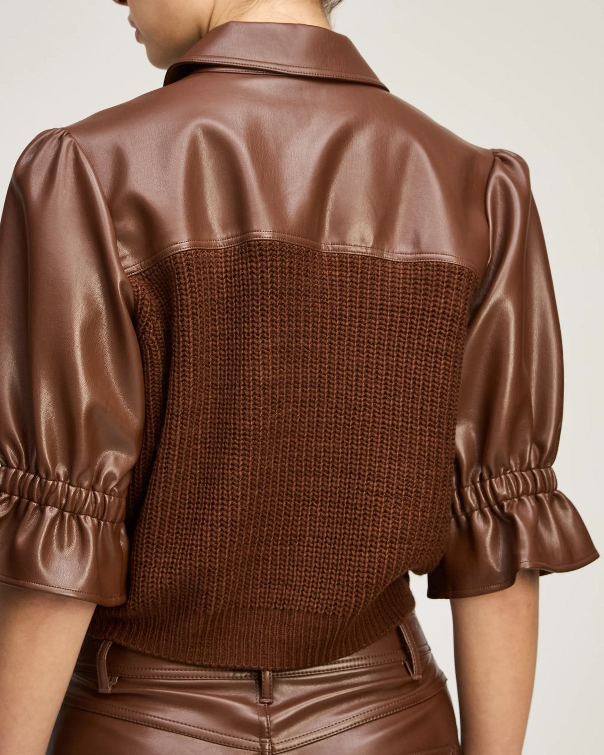 Knit Holly Combo Jacket - Espresso