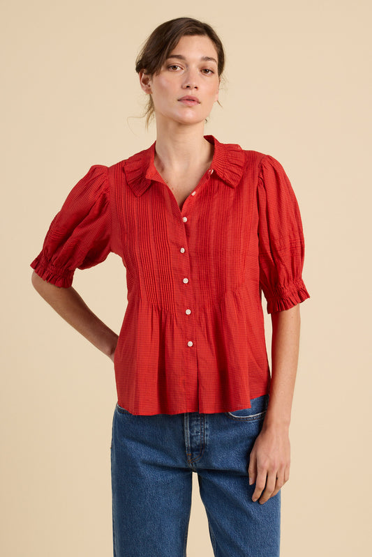 Jess Blouse - Crimson Check