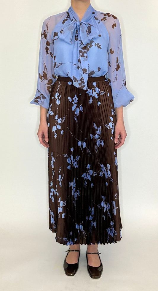 Alma Long Sleeve Blouse - Upstate Floral in Blue Mist