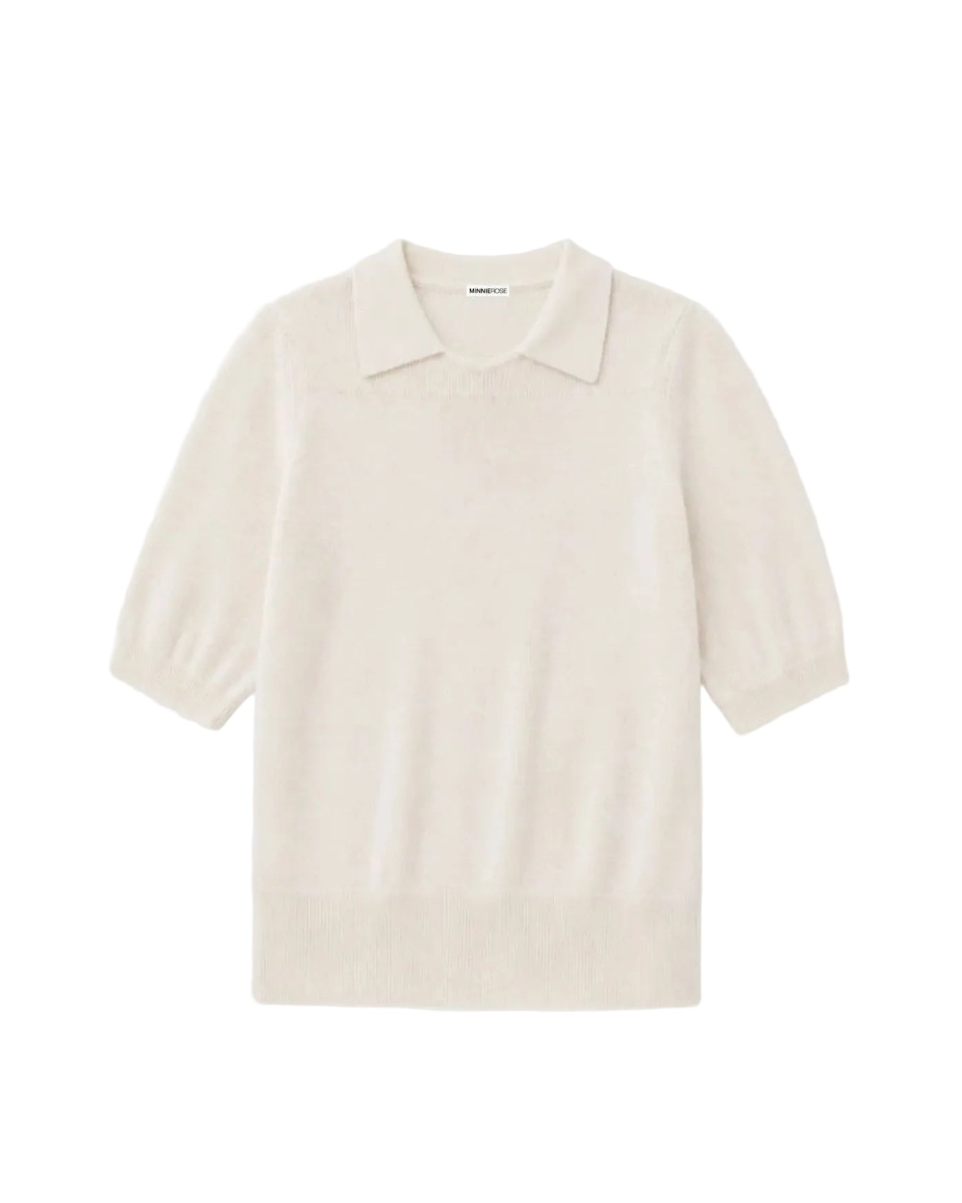 Cashmere Short Sleeve Polo - White