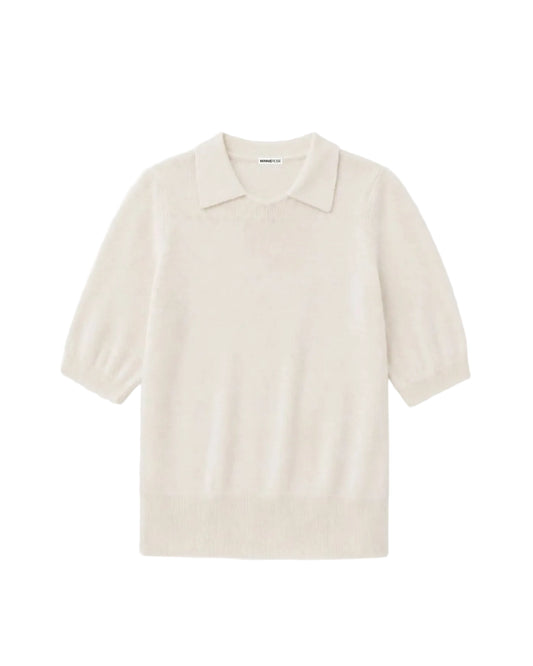 Cashmere Short Sleeve Polo - White