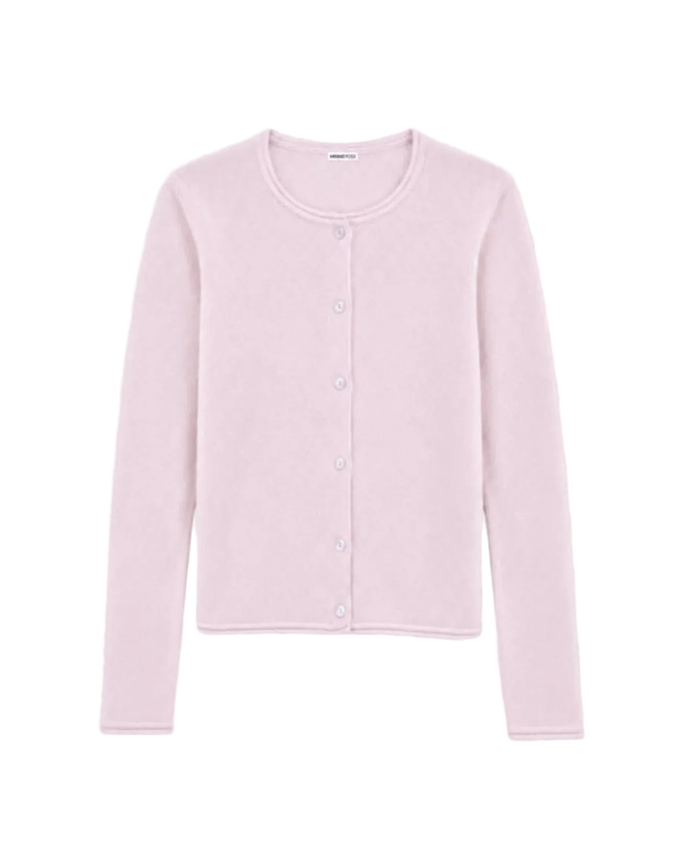 Cashmere Cardigan with Rolled Trims - Rose Petal