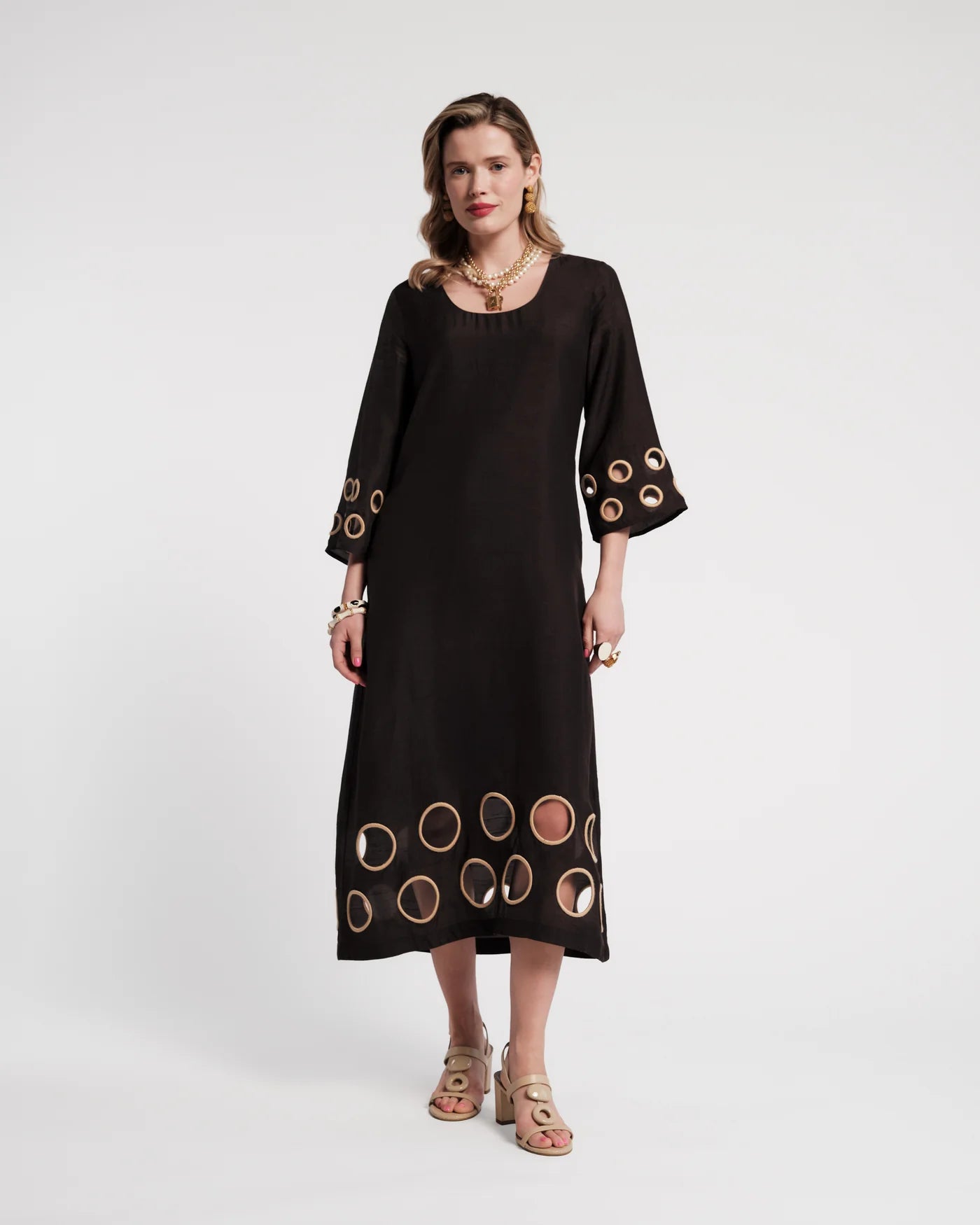 Faye Cut Out Maxi Dress - Black/Taupe