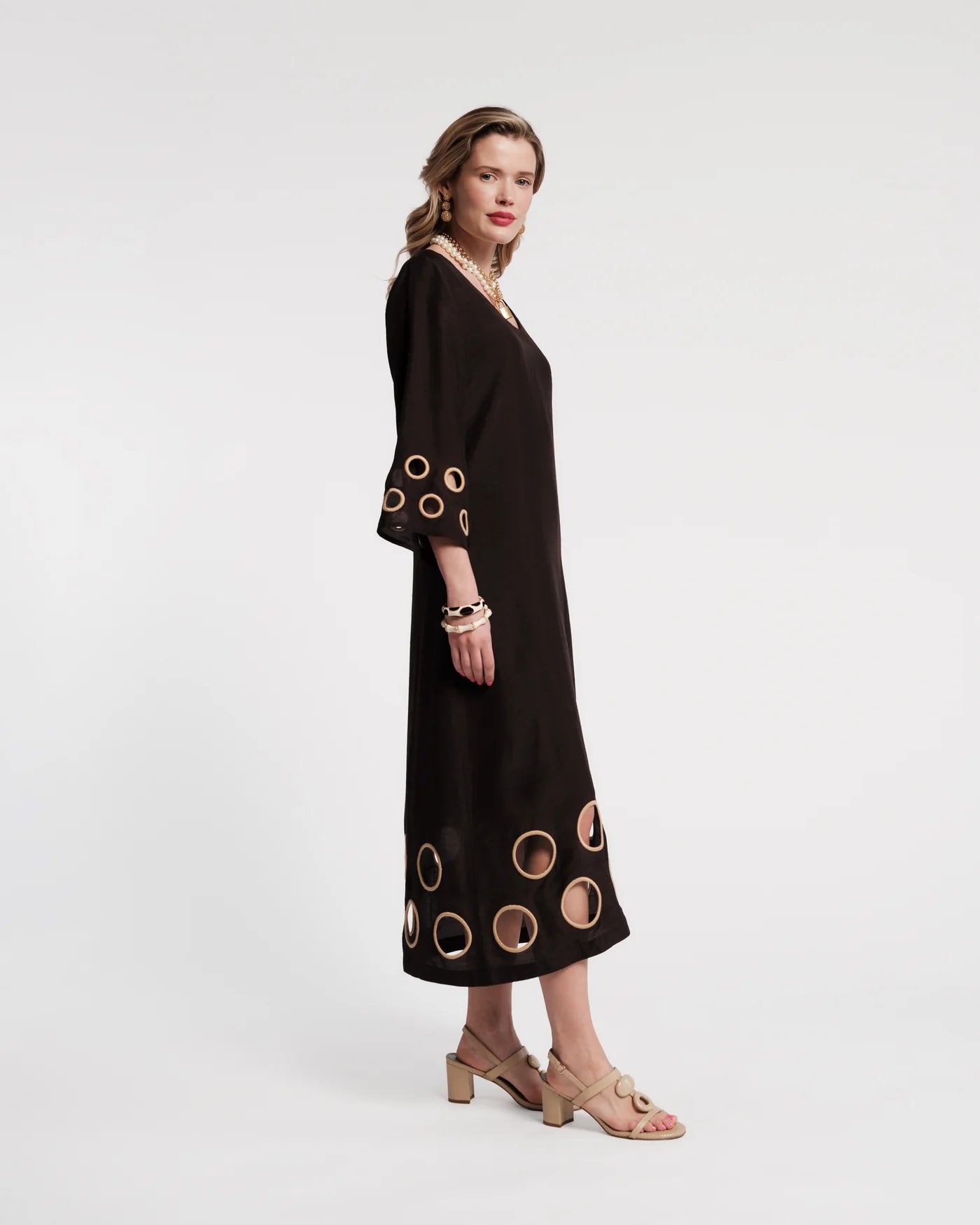 Faye Cut Out Maxi Dress - Black/Taupe
