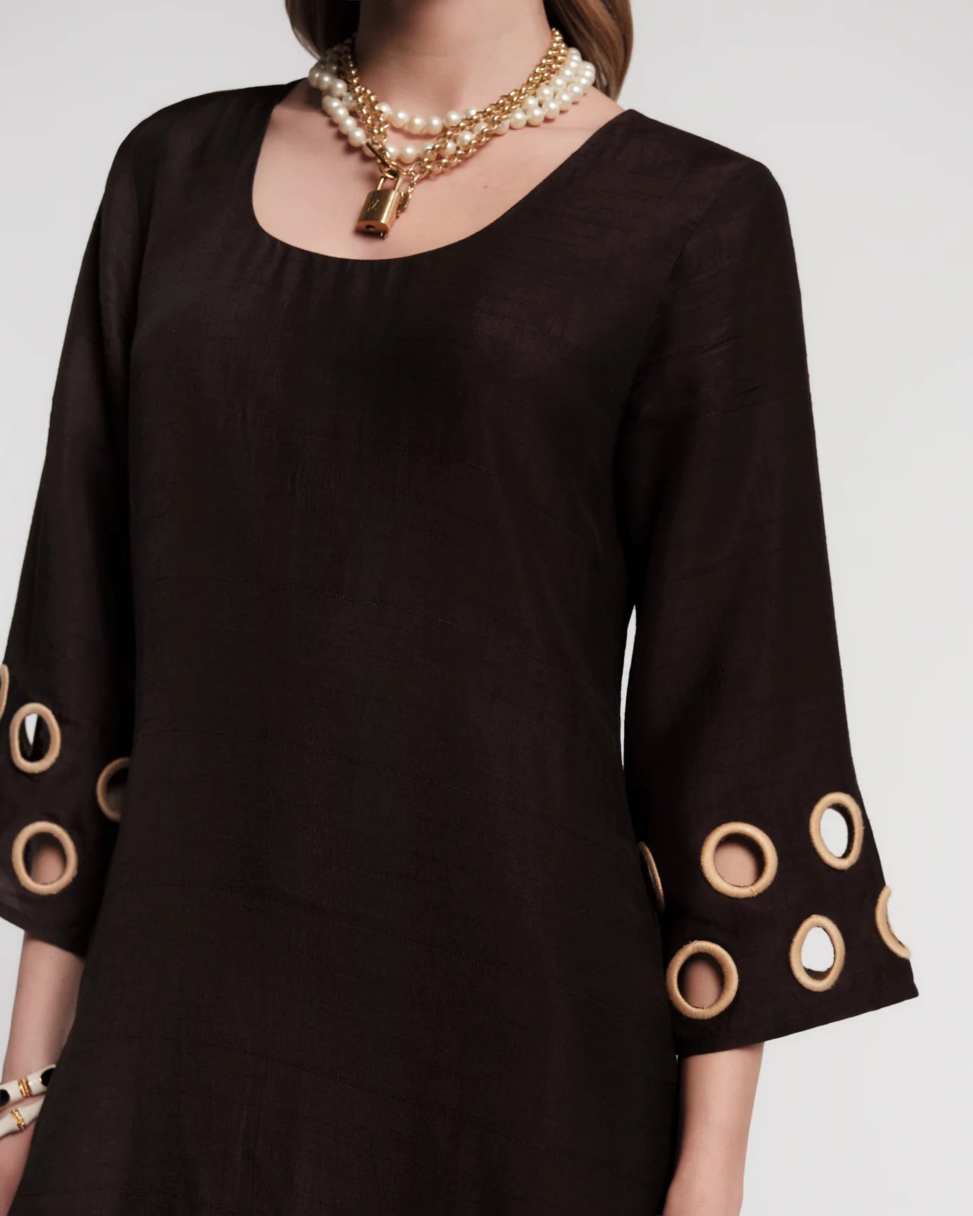 Faye Cut Out Maxi Dress - Black/Taupe