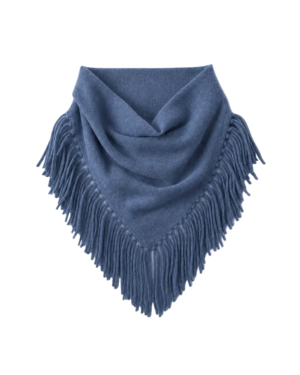 Cashmere Neckerchief Scarf with Fringe - Blue Flight