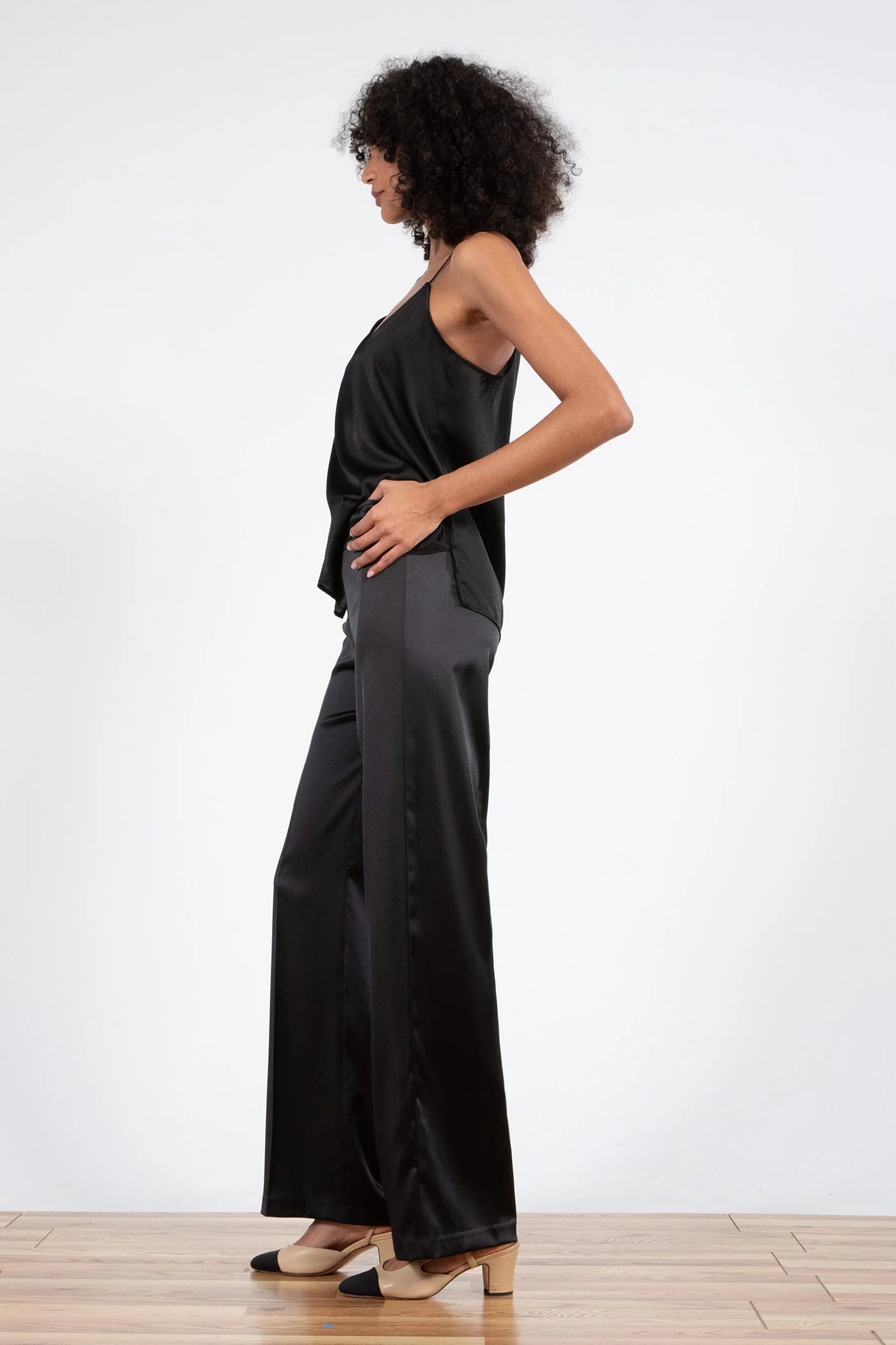 The Flavia Pant - Satin Black