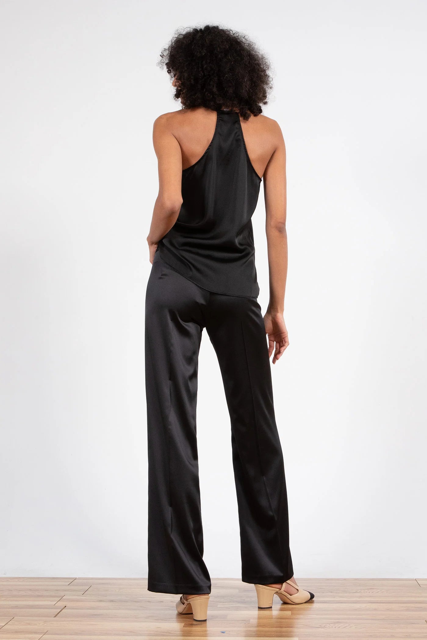 The Flavia Pant - Satin Black
