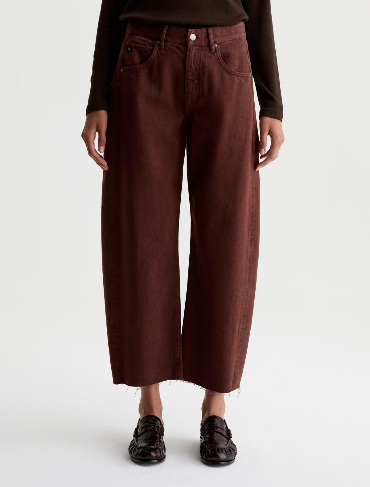 Hattie High-Rise Barrel Crop - Chestnut