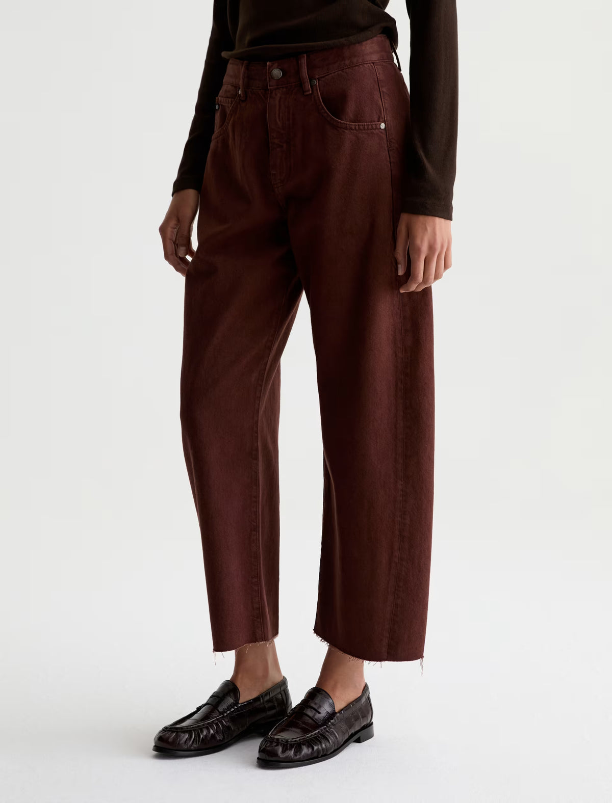 Hattie High-Rise Barrel Crop - Chestnut