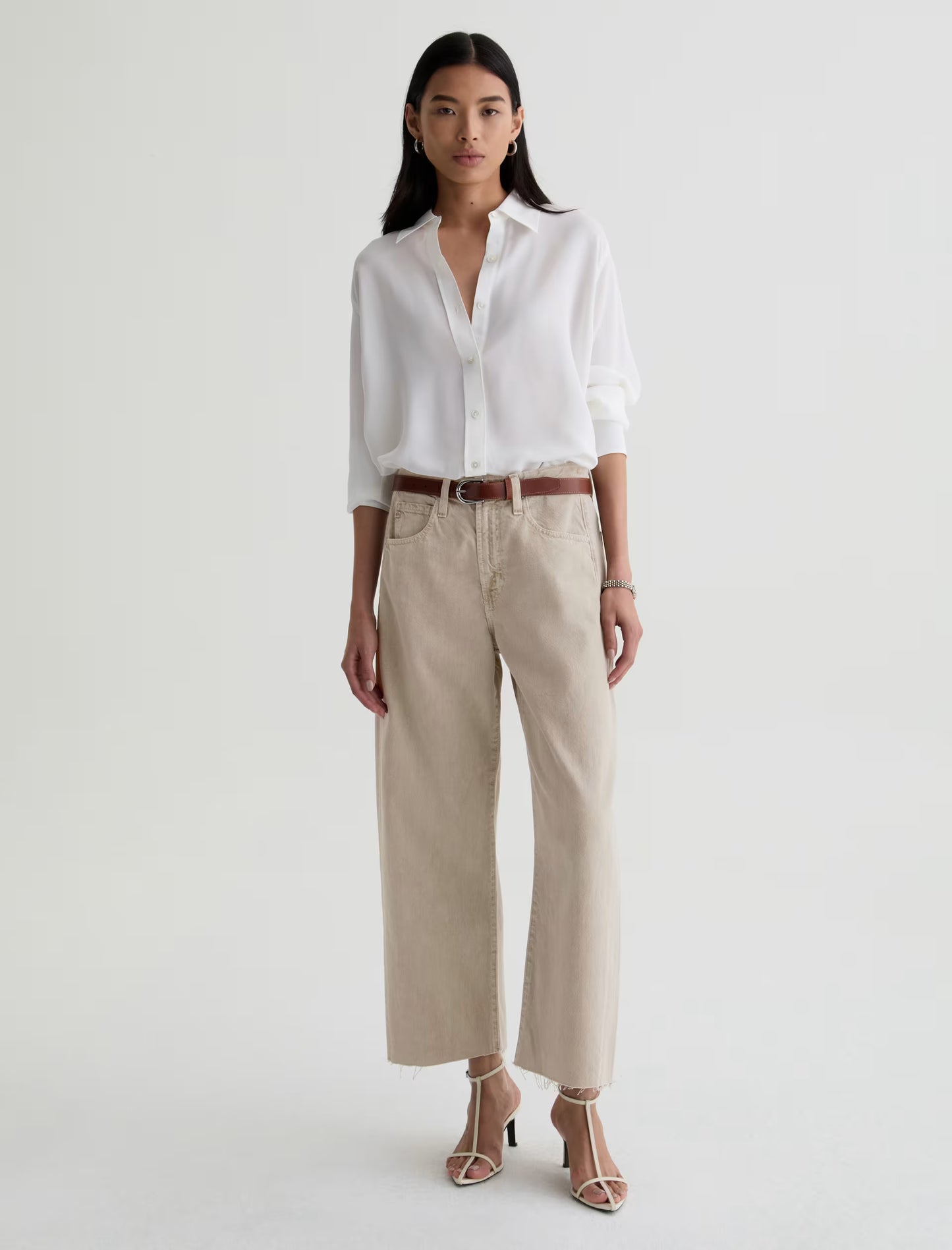 Hattie High-Rise Barrel Crop - Sulfur Light Taupe