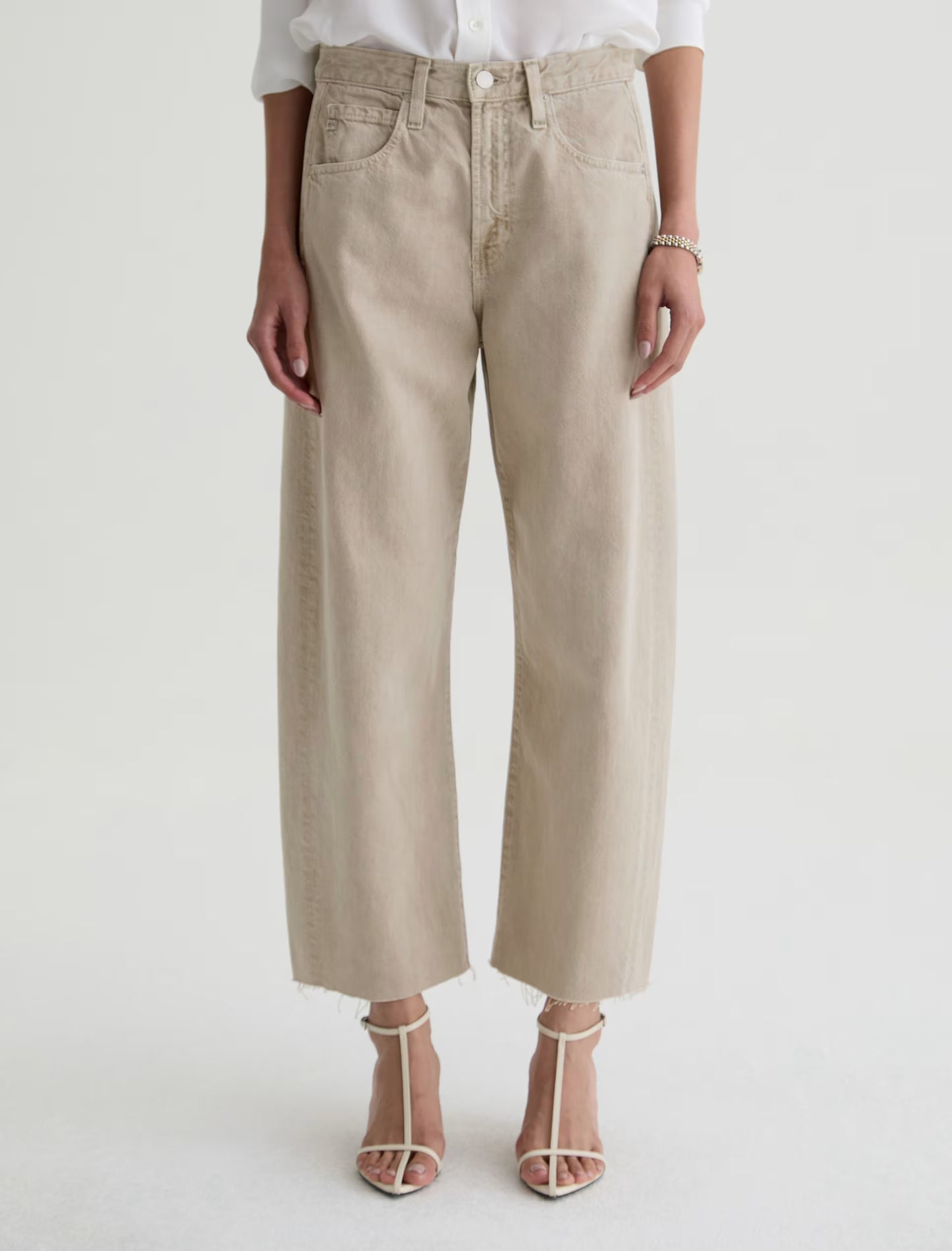 Hattie High-Rise Barrel Crop - Sulfur Light Taupe