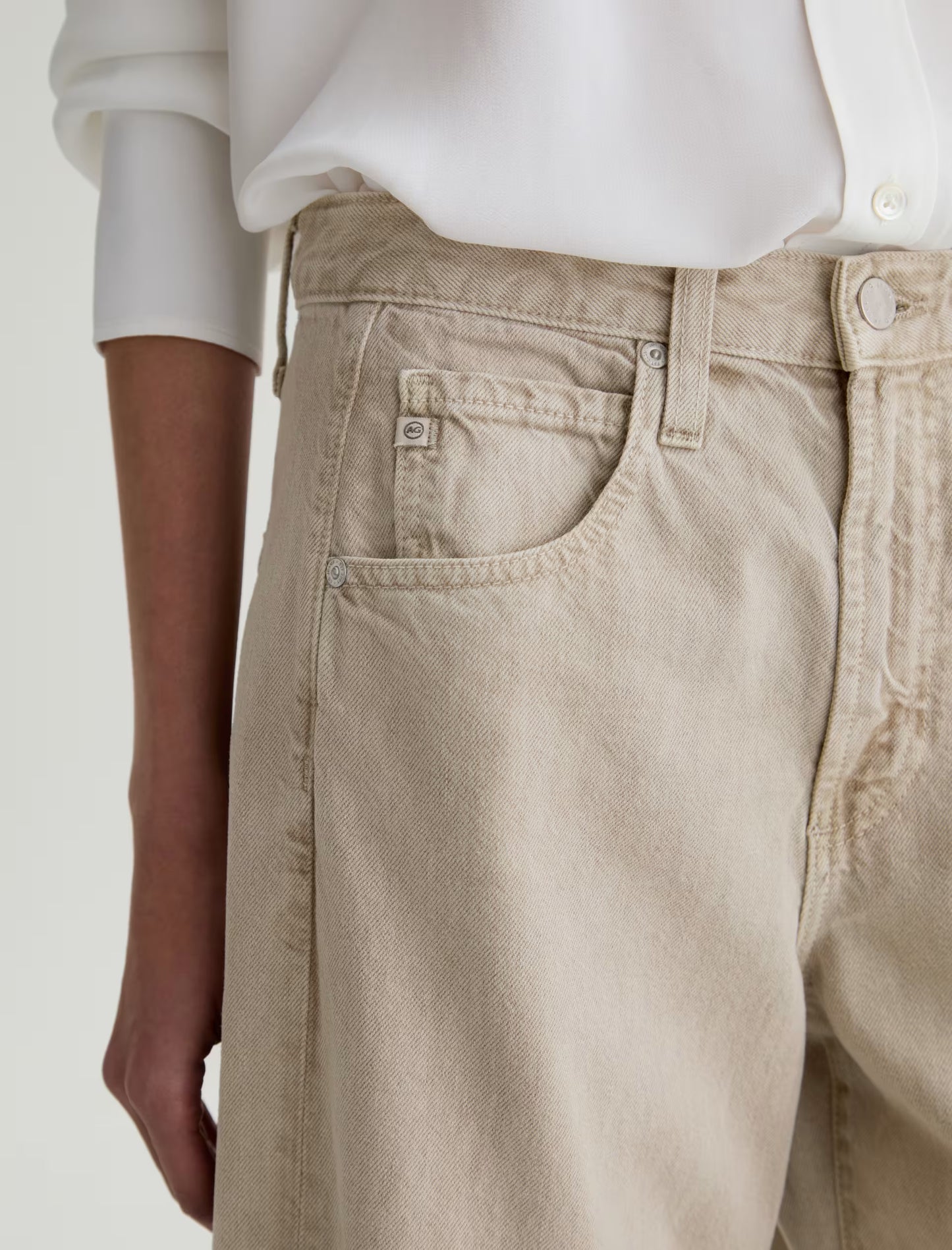 Hattie High-Rise Barrel Crop - Sulfur Light Taupe