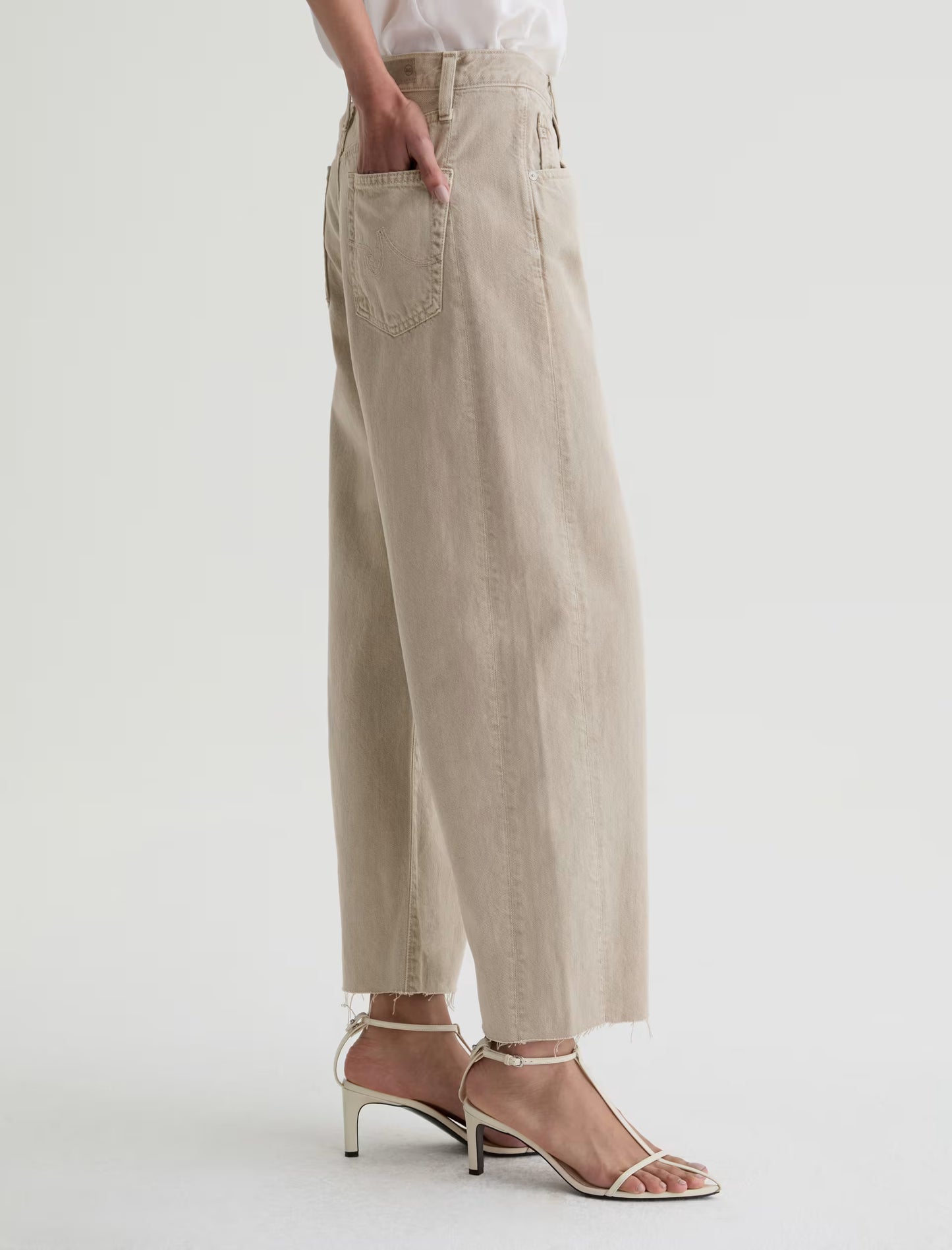 Hattie High-Rise Barrel Crop - Sulfur Light Taupe