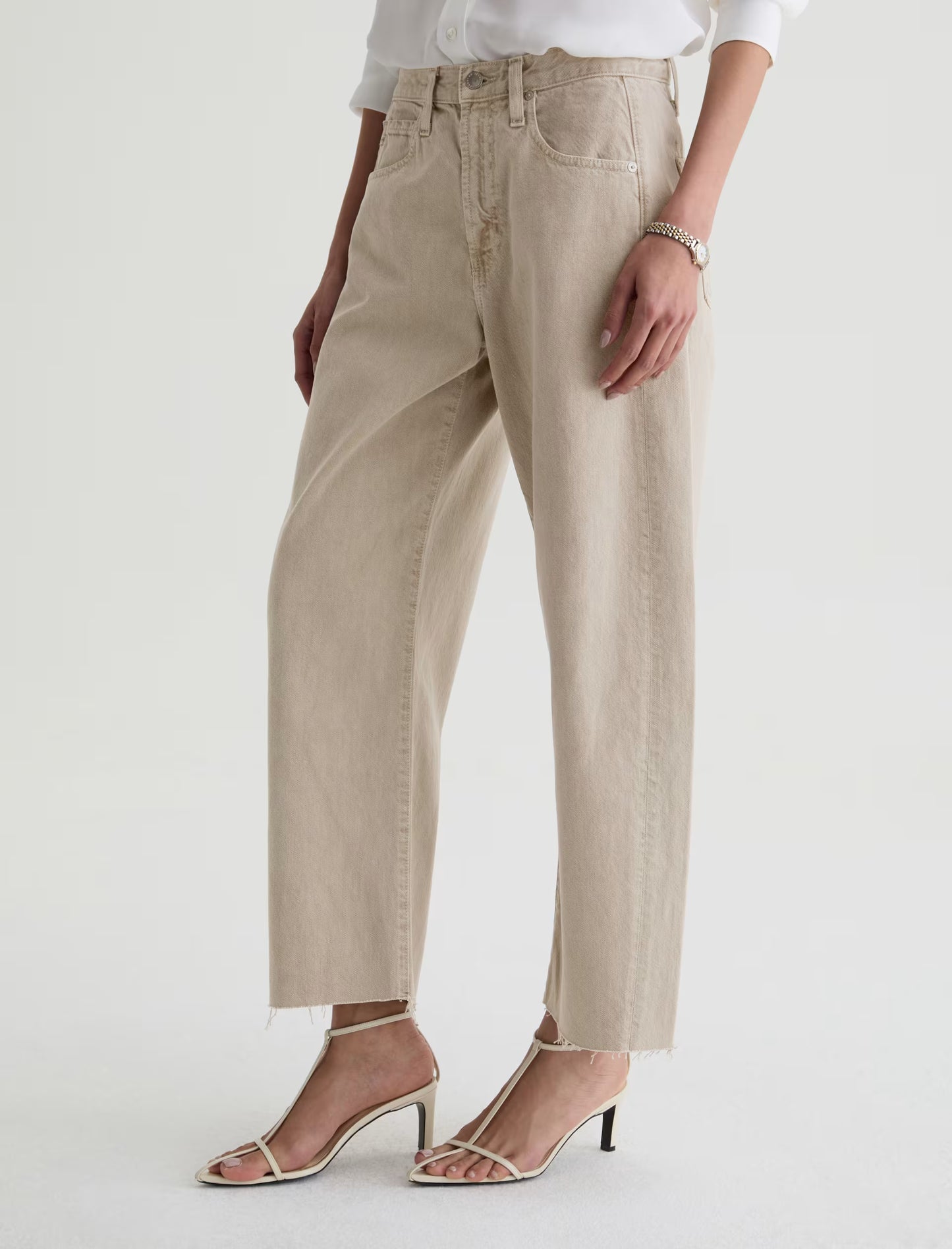 Hattie High-Rise Barrel Crop - Sulfur Light Taupe