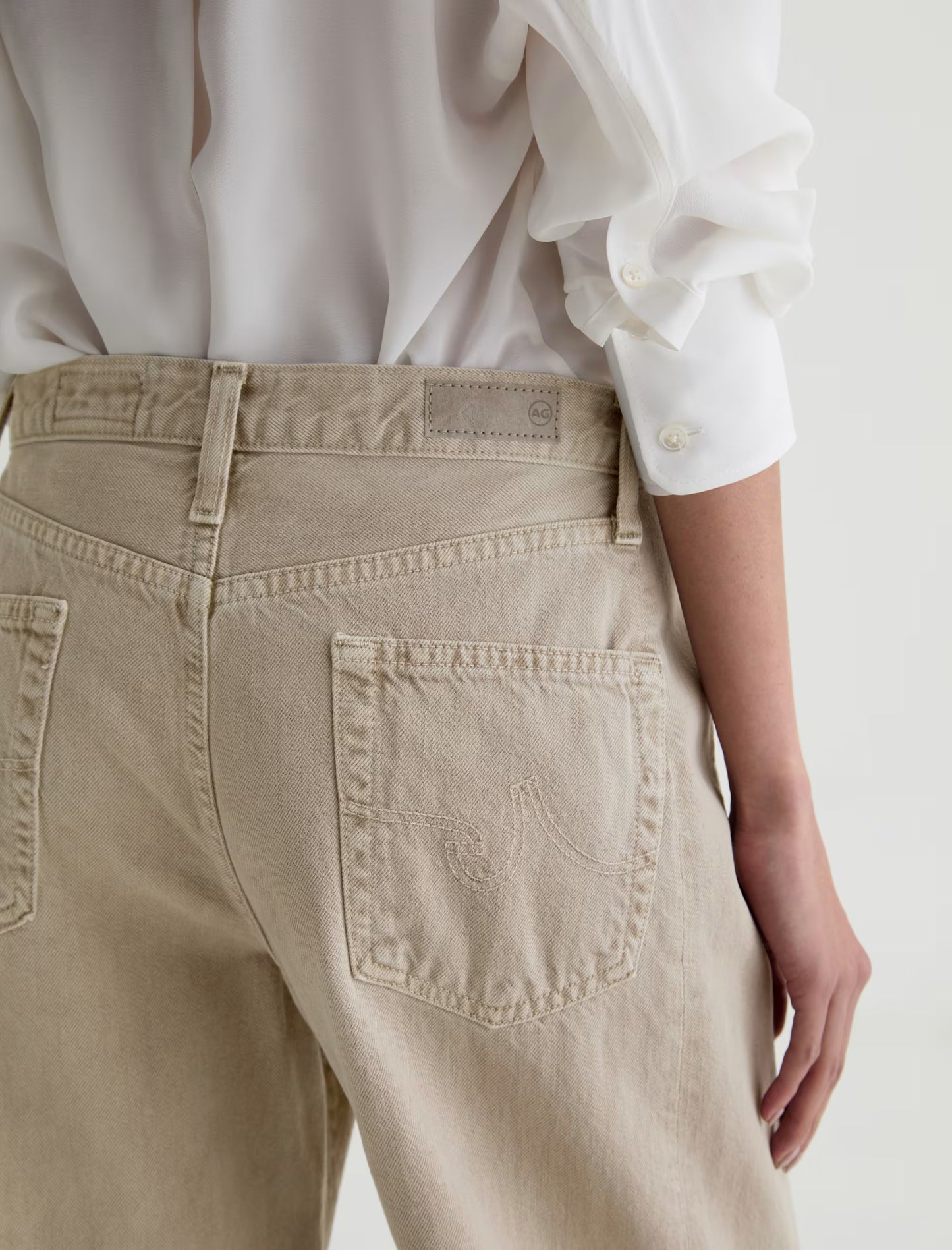 Hattie High-Rise Barrel Crop - Sulfur Light Taupe
