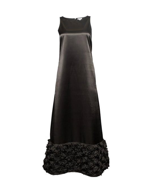 Francesca Satin Maxi Dress - Black