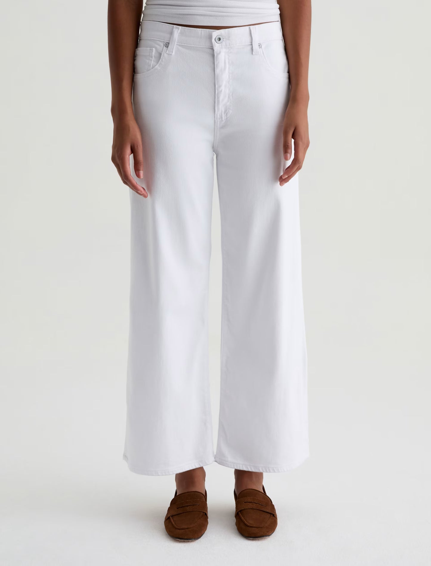 Saige Mid-Rise Wide Leg Crop - Gallery White