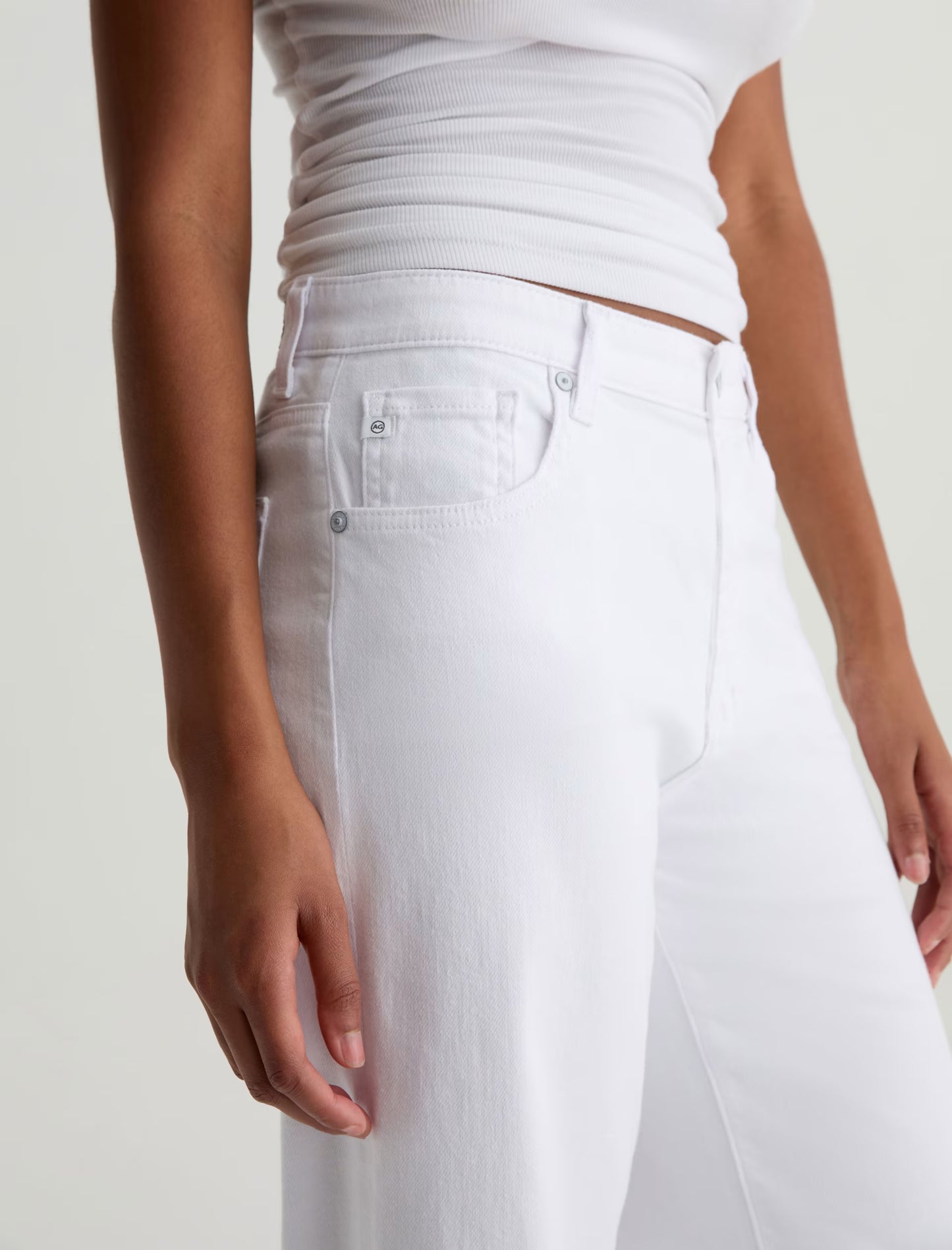 Saige Mid-Rise Wide Leg Crop - Gallery White