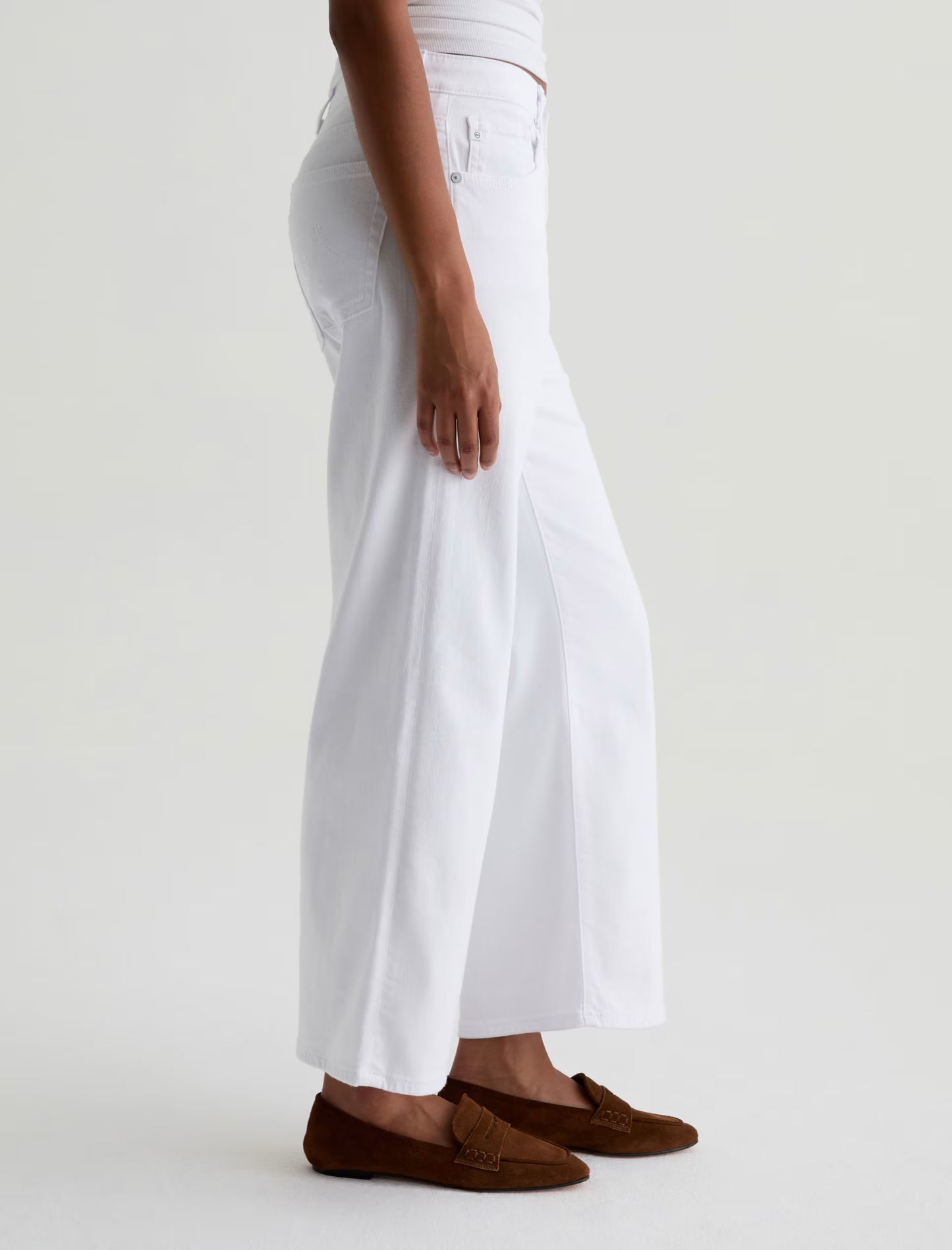 Saige Mid-Rise Wide Leg Crop - Gallery White