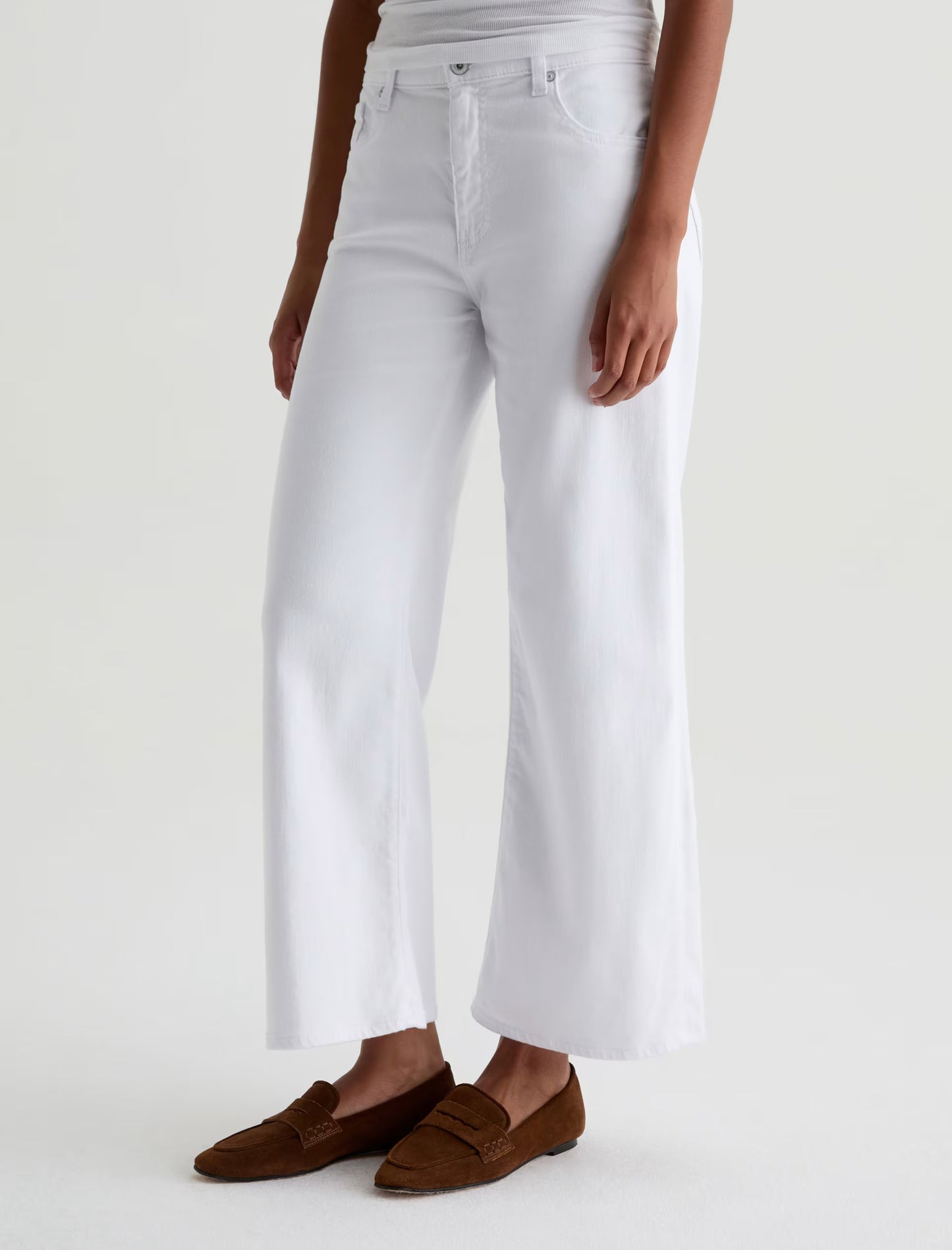 Saige Mid-Rise Wide Leg Crop - Gallery White