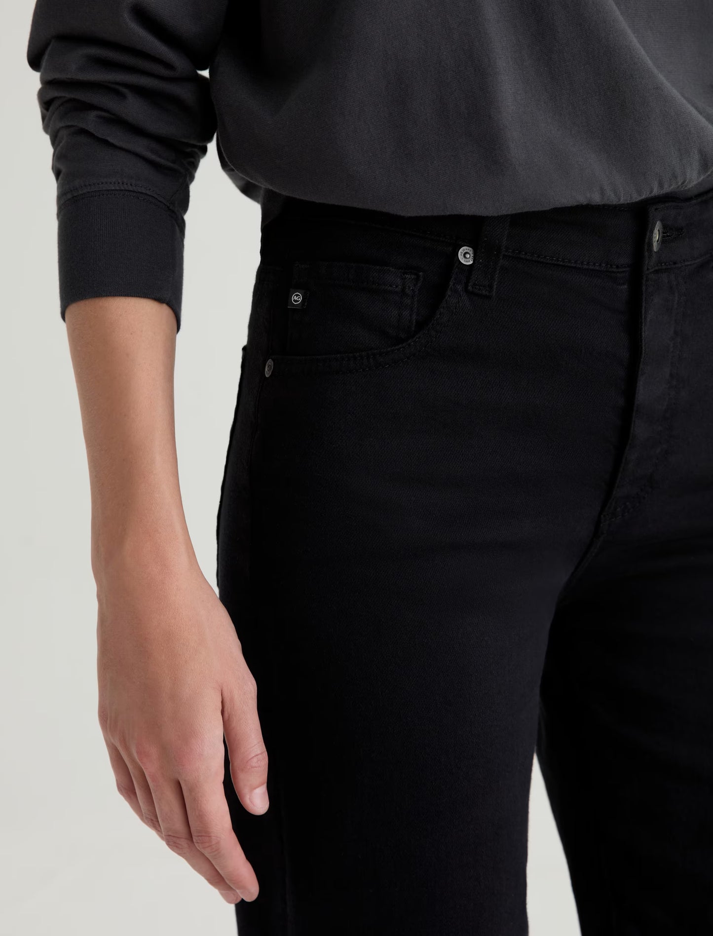 Saige Mid-Rise Wide Leg Crop - Super Black