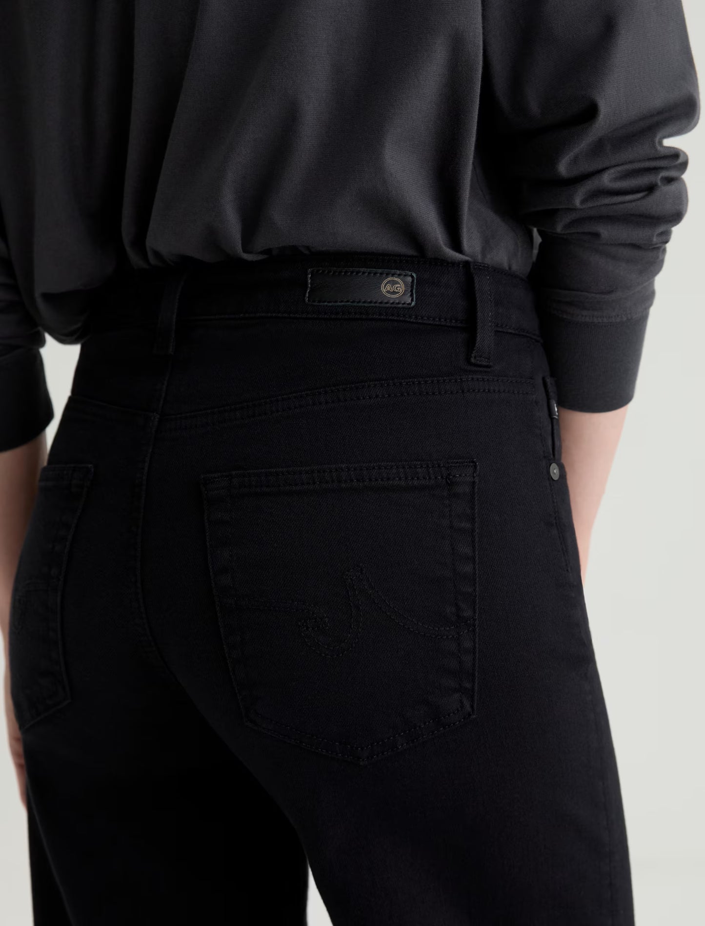 Saige Mid-Rise Wide Leg Crop - Super Black