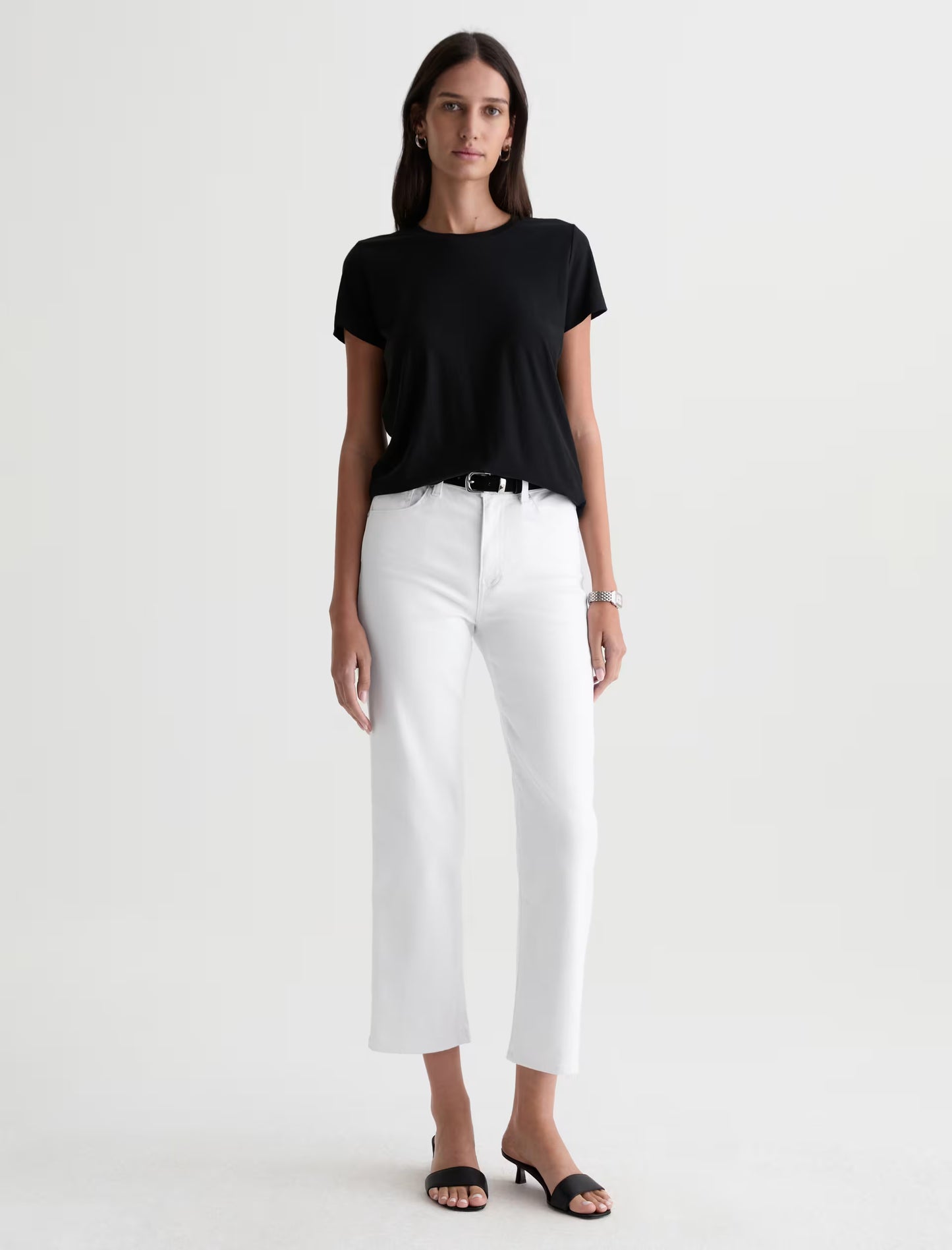 Brinley Mid-Rise Straight Crop - Gallery White