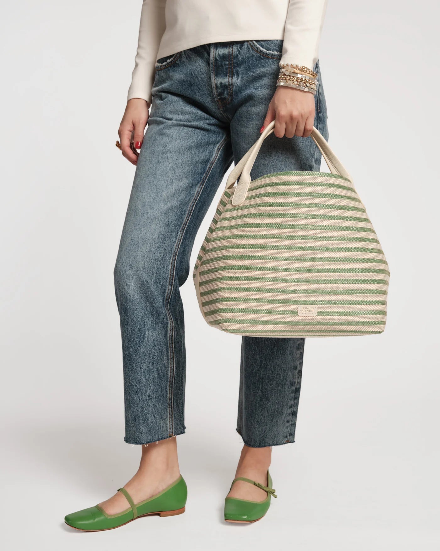 Sweet Pea Raffia Tote - Green/Multi