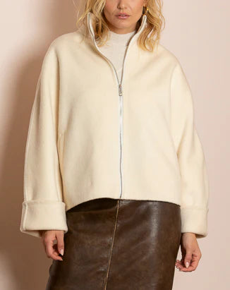 Wool Blended Double Face Jacket - Ivory