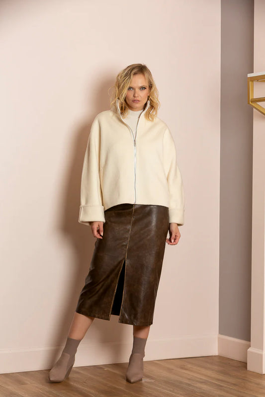 Wool Blended Double Face Jacket - Ivory