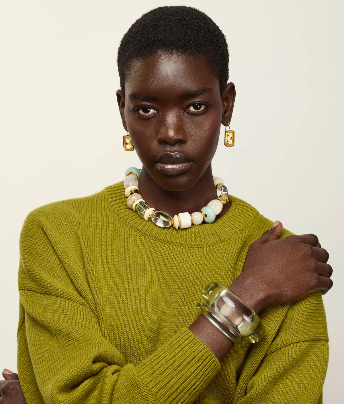 Tile Earrings - Citrine